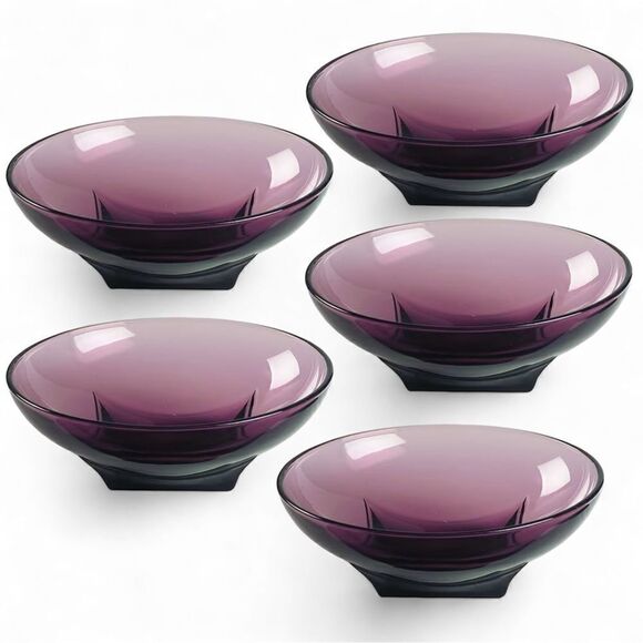 Vintage Hazel Atlas Moroccan Amethyst Colony Square Base 6” Bowl Set of 5 - Picture 1 of 15